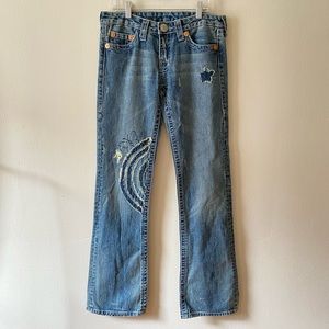 True Religion NWOT appliqué bootcut jeans size 28